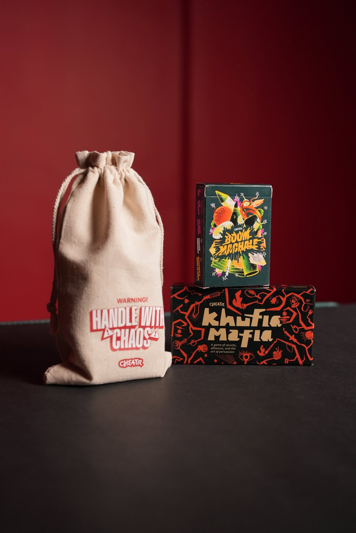 Cheatr Games bundle with Boom Machale, Khufia Mafia and the Cheatr dust bag