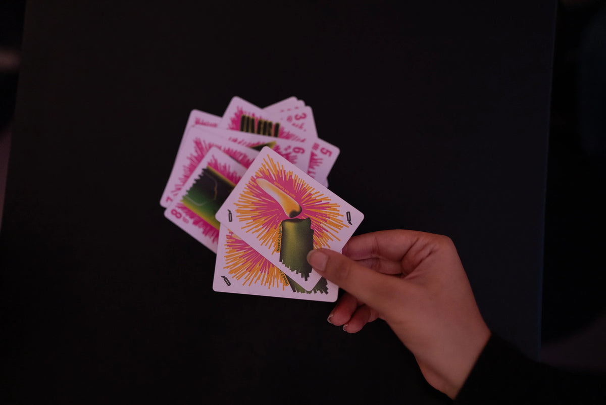 Boom Machale card game on a table ready for game night